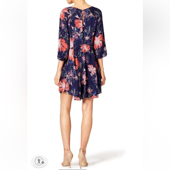 Free People Womens Indie Boho Navy Fairy Floral Trapeze 2 Dress Romantic Grunge - Picture 4 of 17